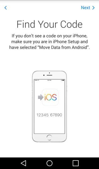 在设置过程中会提醒你在安卓设备上下载“Move to iOS”的应用，并会出现一个 10 位数的代码