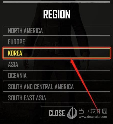 在服务器列表选择“韩国服务器KOREA”