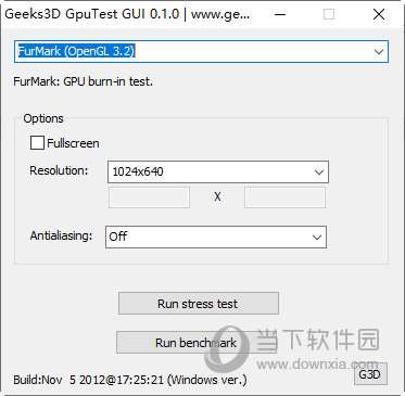 Geek3D GpuTest GUI