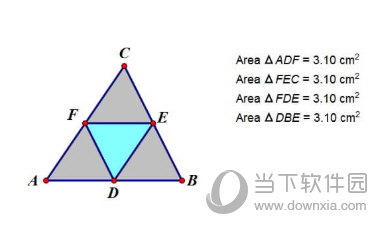 几何画板怎么将三角形分成面积相等四部分