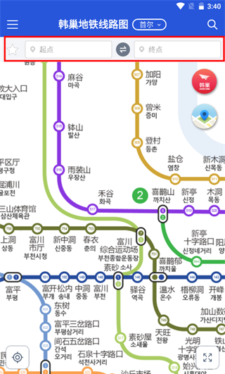 韩巢地铁图中文版